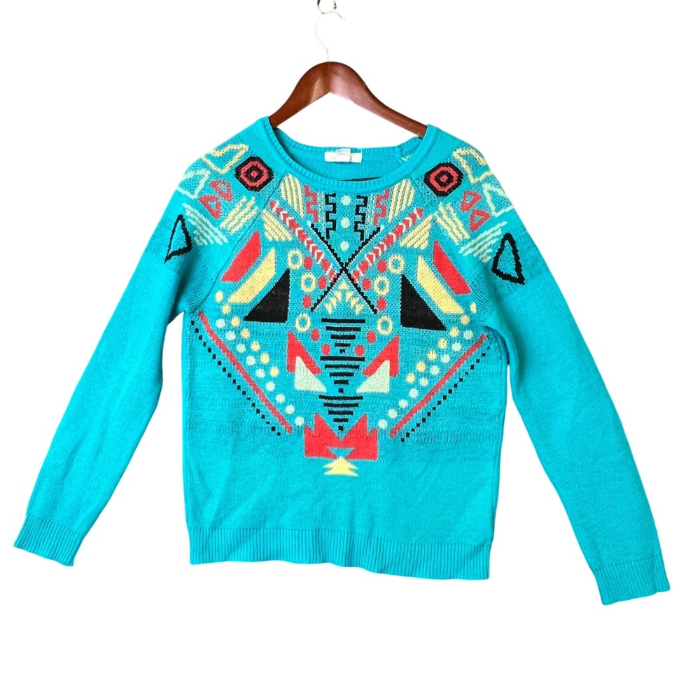 Forever 21 Aztec Sweater Pullover Knit Colorful‎ Patterned Top Medium